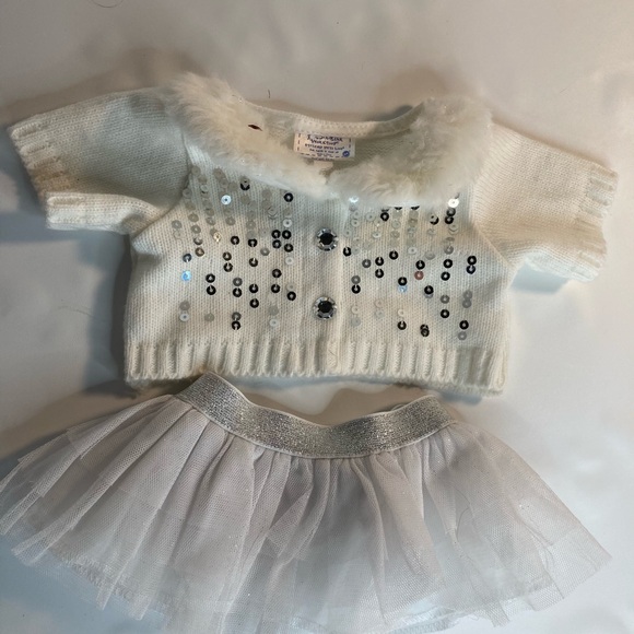 Build a bear workshop white sequin sweater tutu dress outfit boots - Picture 2 of 2